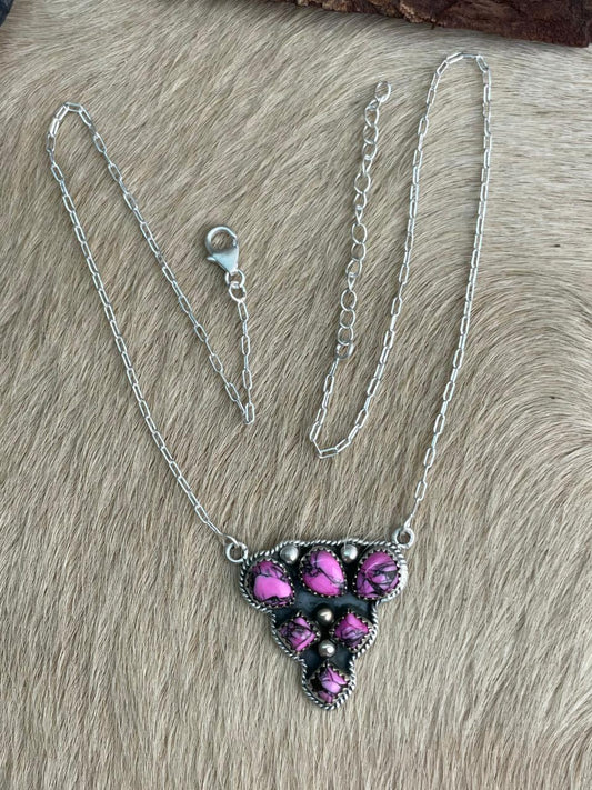 Handmade Sterling Silver Cherry Blossom Necklace "Signed Nizhoni"