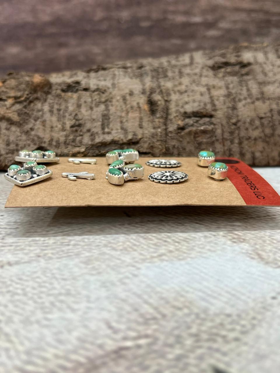 Handmade Sterling Silver with Kingman Turquoise Post Earrings (Studs), Signed Nizhoni