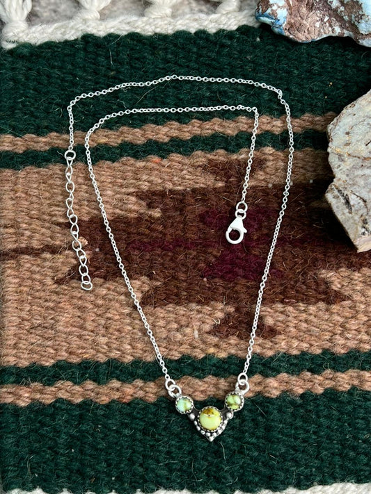 Handmade Sterling Silver Palomino Turquoise Necklace "Signed Nizhoni"