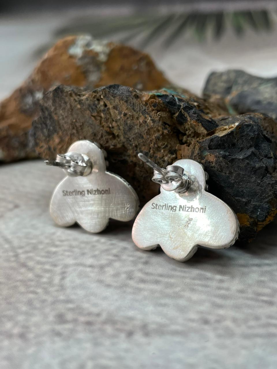 Handmade Sterling Silver Cherry Blossom Post Studs Earrings "Signed Nizhoni"
