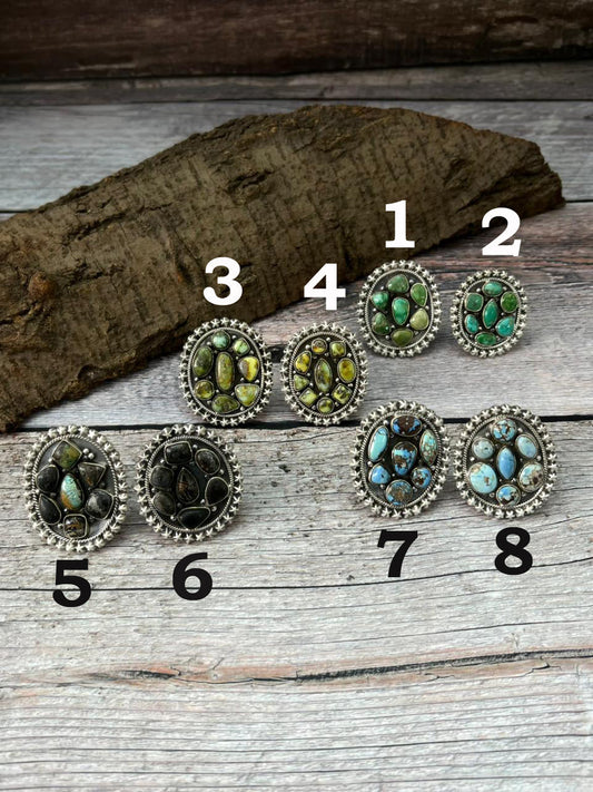 Handmade Sterling Silver Multi Stones Adjustable Ring "Singed Nizhoni"