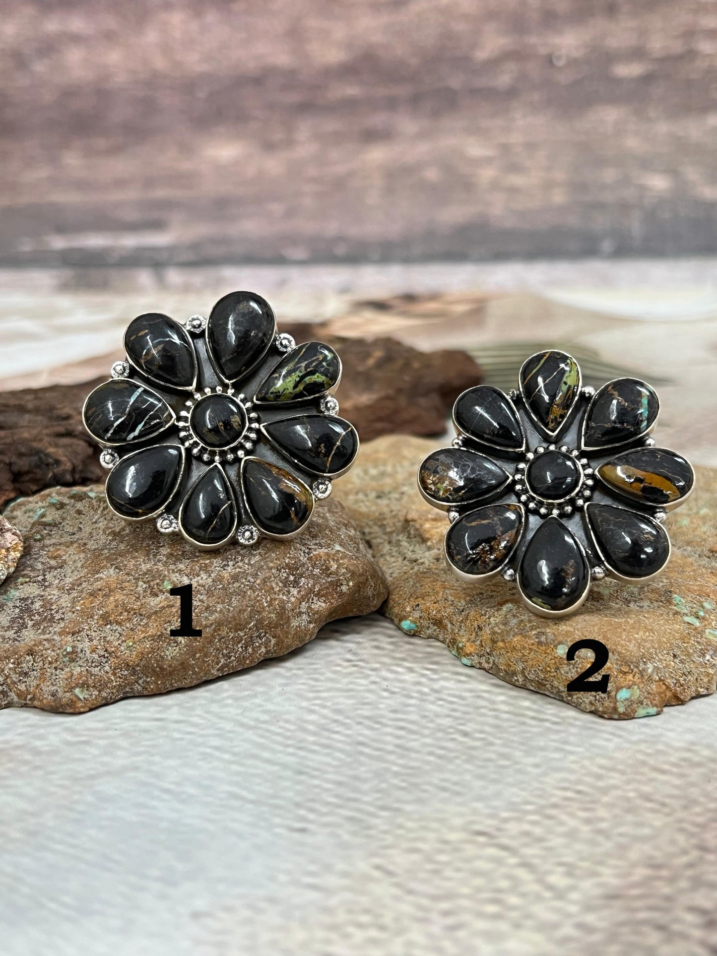 Handmade Sterling Silver Blackjack Turquoise Adjustable Ring Signed Nizhoni