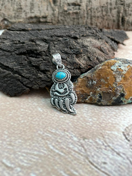 Handmade Sterling Silver Kingman Turquoise Pendant "Signed Nizhoni" (4)