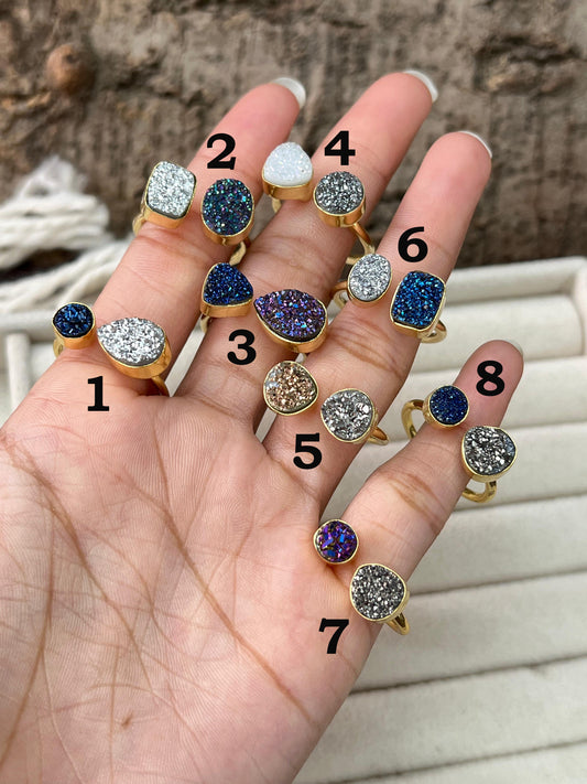 “The Golden Collection” Natural Druzy Adjustable Ring
