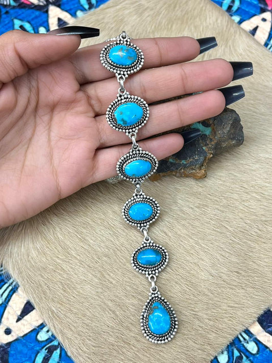 Handmade Sterling Silver Arizona Blue Turquoise Necklace "Signed Nizhoni"