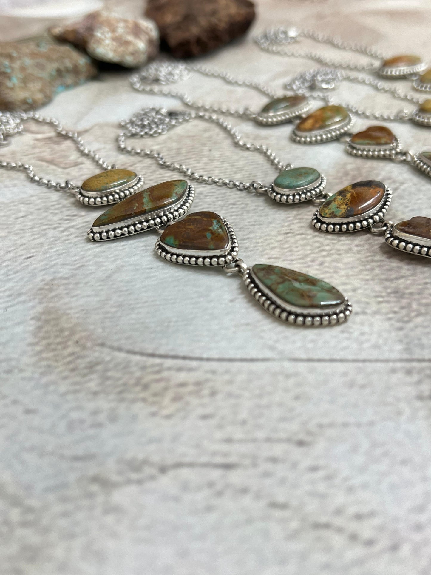 Handmade Sterling Silver Old Stock Royston Turquoise Necklace Signed Nizhoni