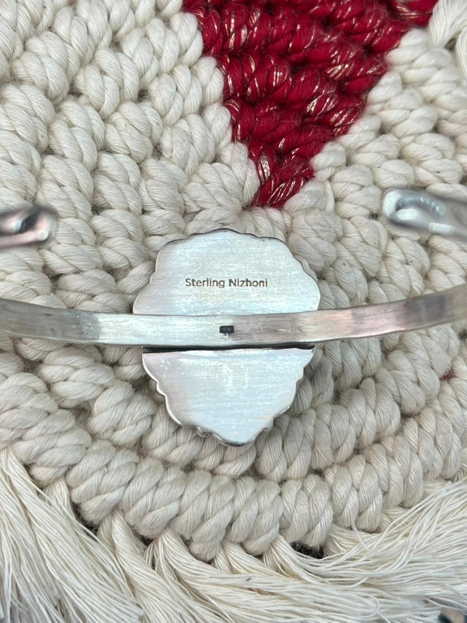 Handmade Sterling Silver Arizona Blue Turquoise Cuff Bracelet "Signed Nizhoni"