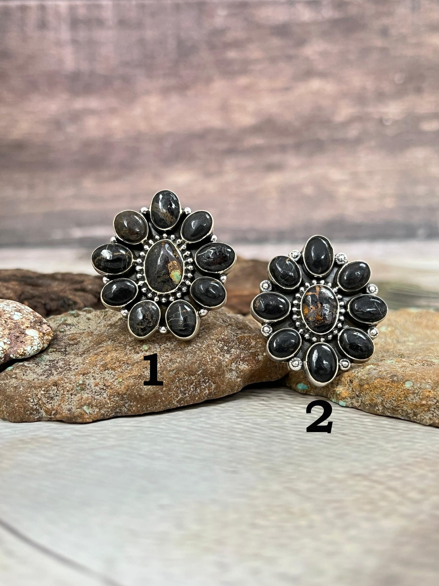 Handmade Sterling Silver Blackjack Turquoise Adjustable Ring Signed Nizhoni