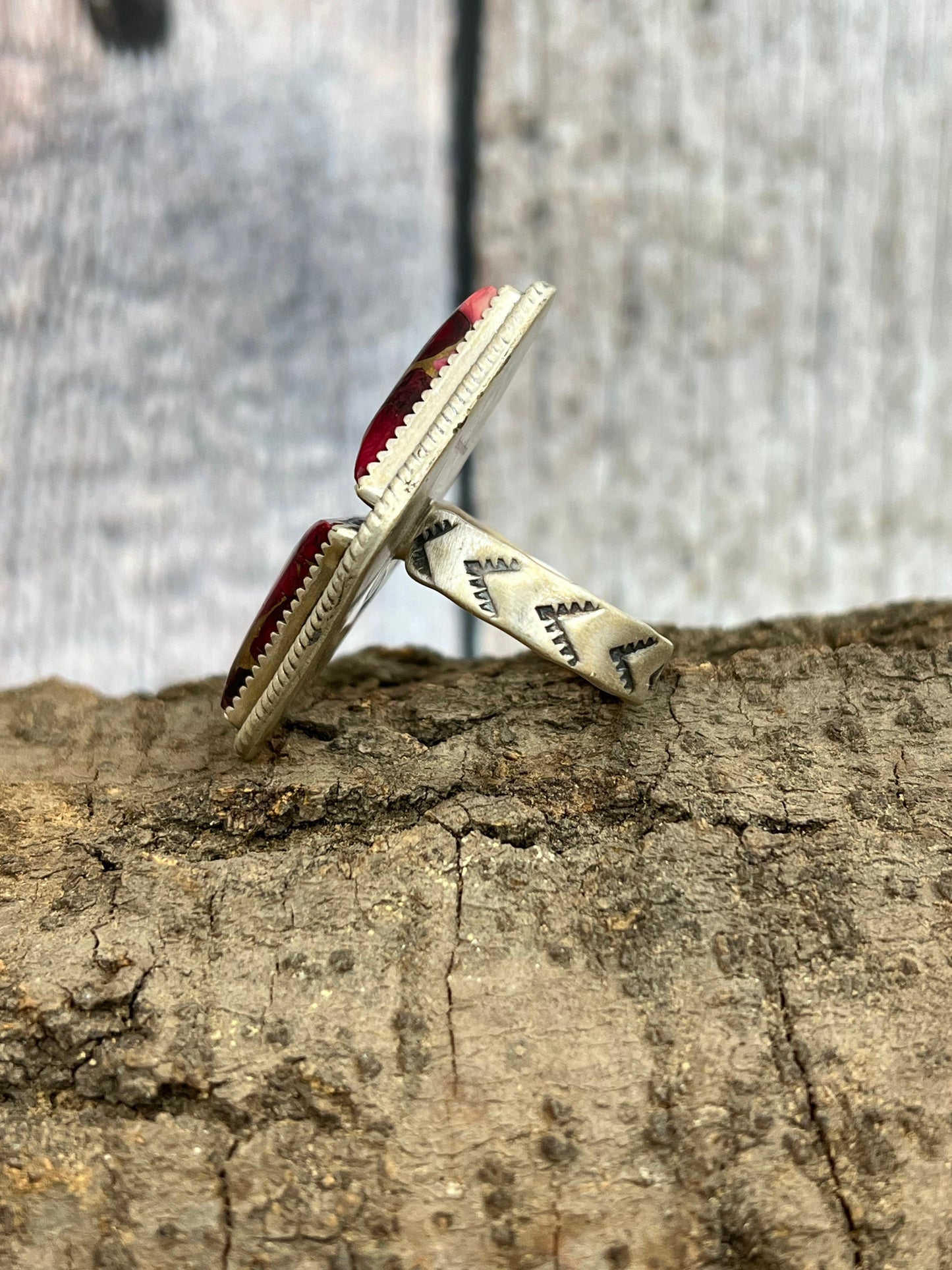 Handmade Sterling Silver Dahlia Rose Adjustable Ring with Signed Nizhoni
