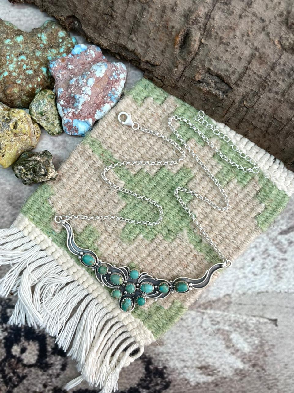 Handmade Sterling Silver Kingman Turquoise Necklace "Signed Nizhoni"