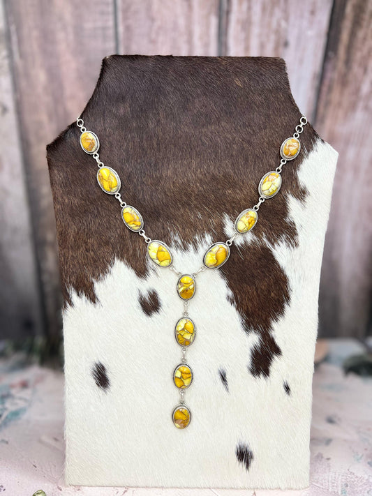 Handmade Sterling Silver Honey Dahlia Necklace with Signed Nizhoni