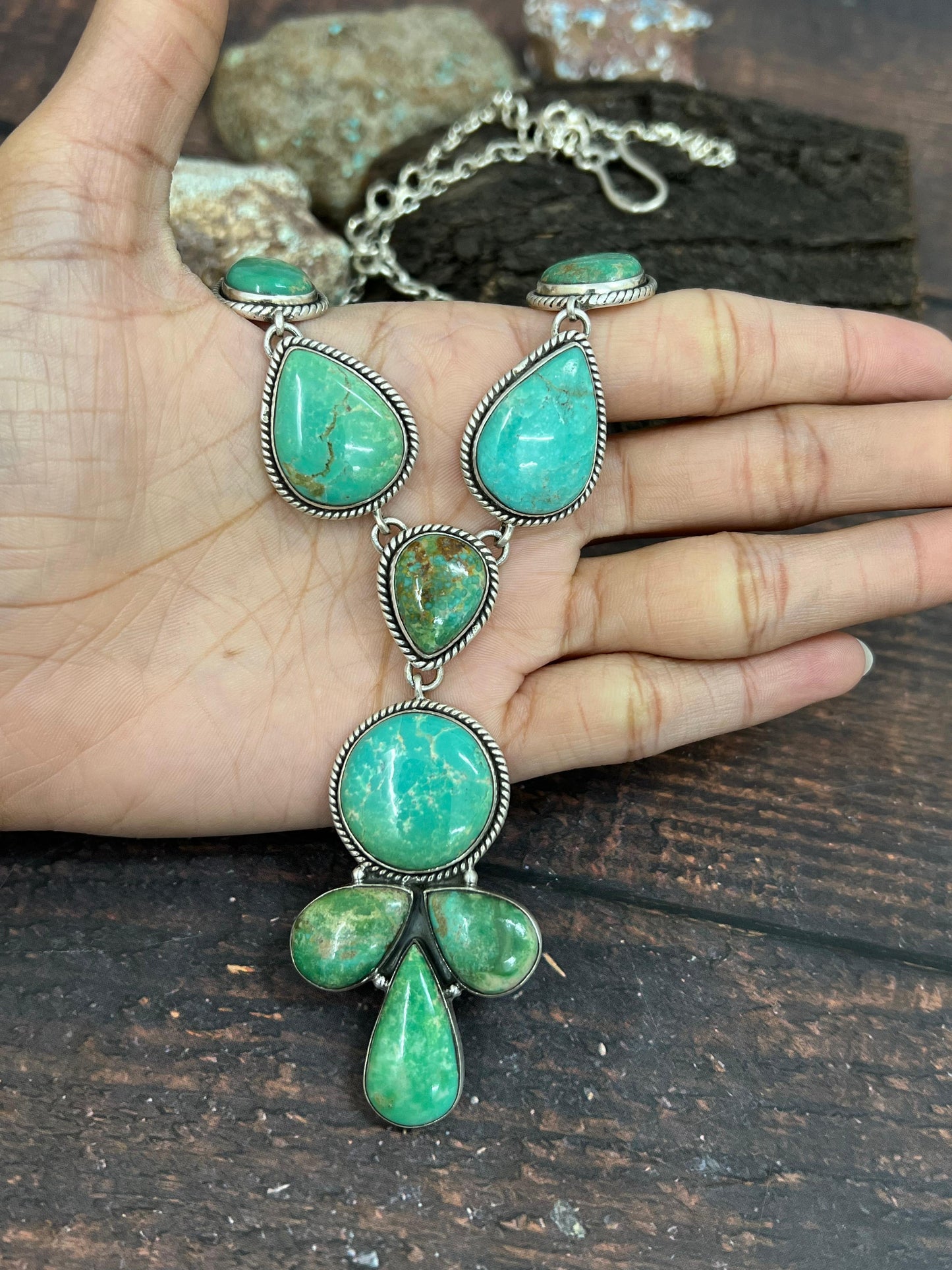 Handmade Sterling Silver Mantis Turquoise Necklace Signed Nizhoni