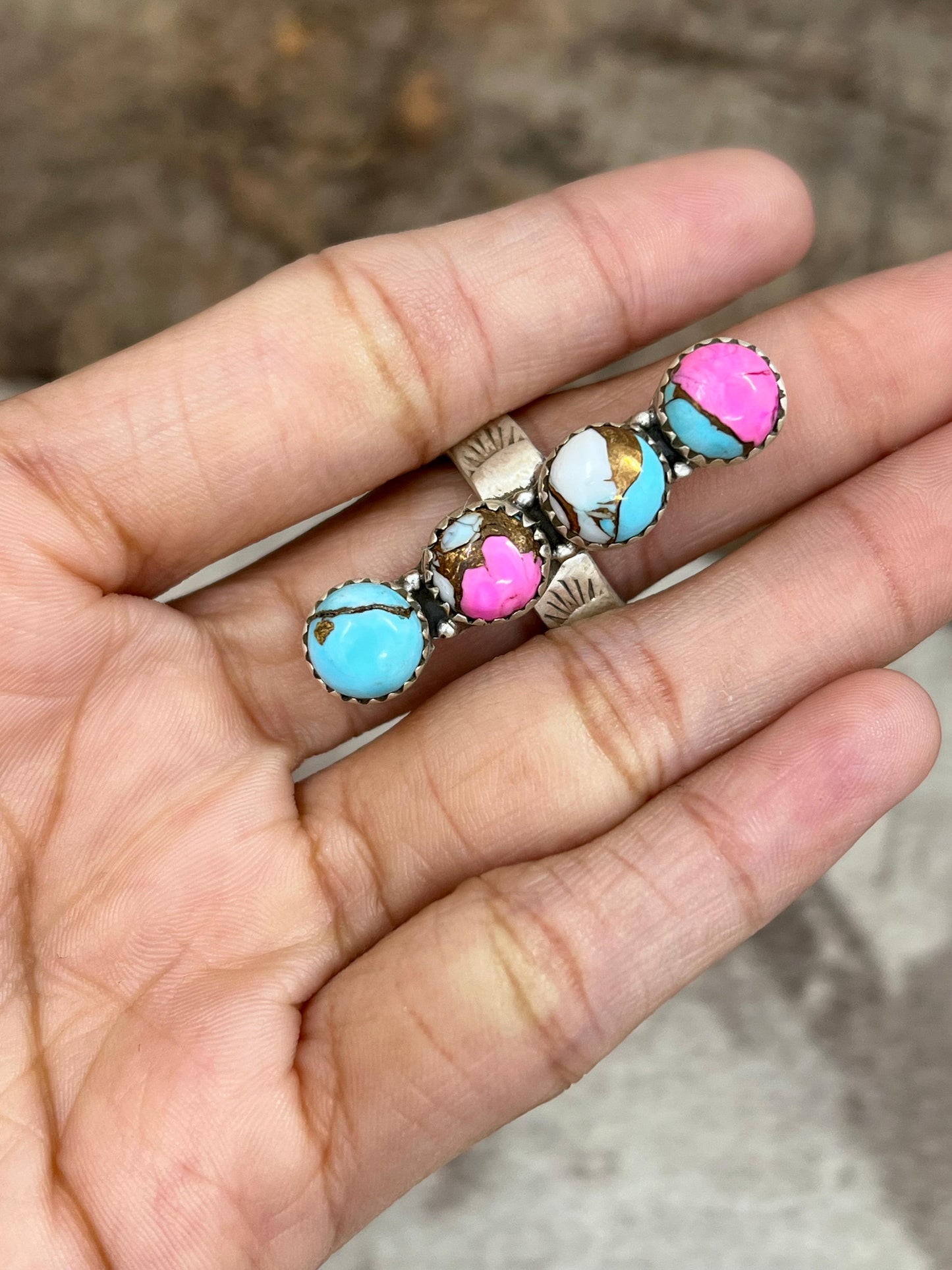 Handmade Sterling Silver Cotton Candy Adjustable Ring Signed Nizhoni (7)