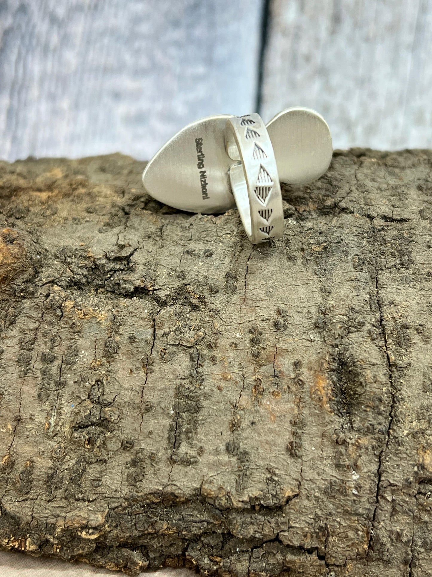 Handmade Sterling Silver Cotton Candy Turquoise Adjustable Rings with Signed Nizhoni