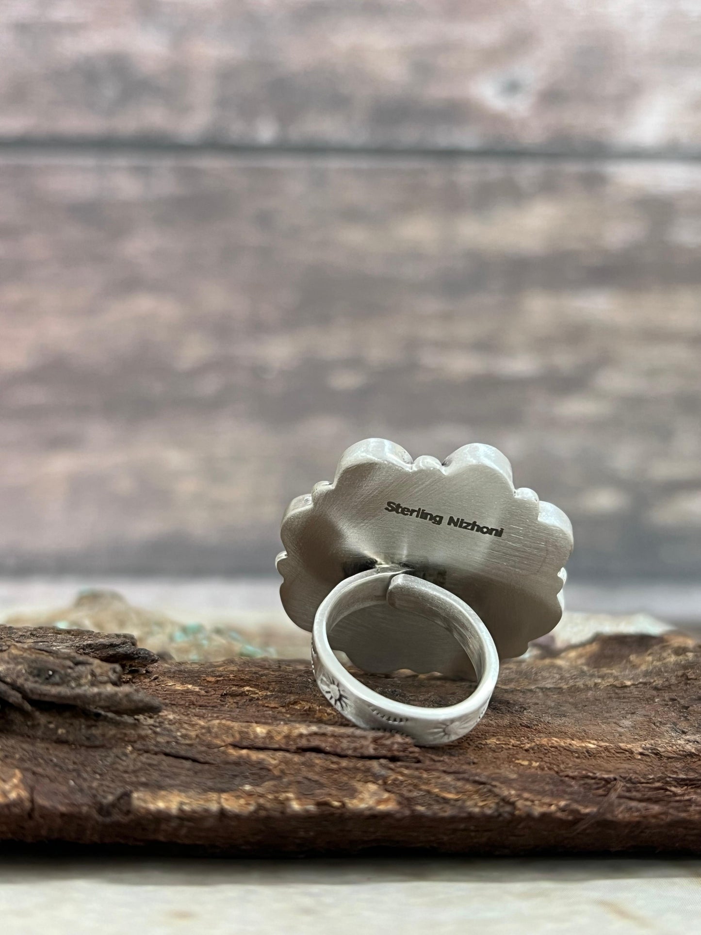 Handmade Sterling Silver White Water Turquoise Adjustable Ring Signed Nizhoni