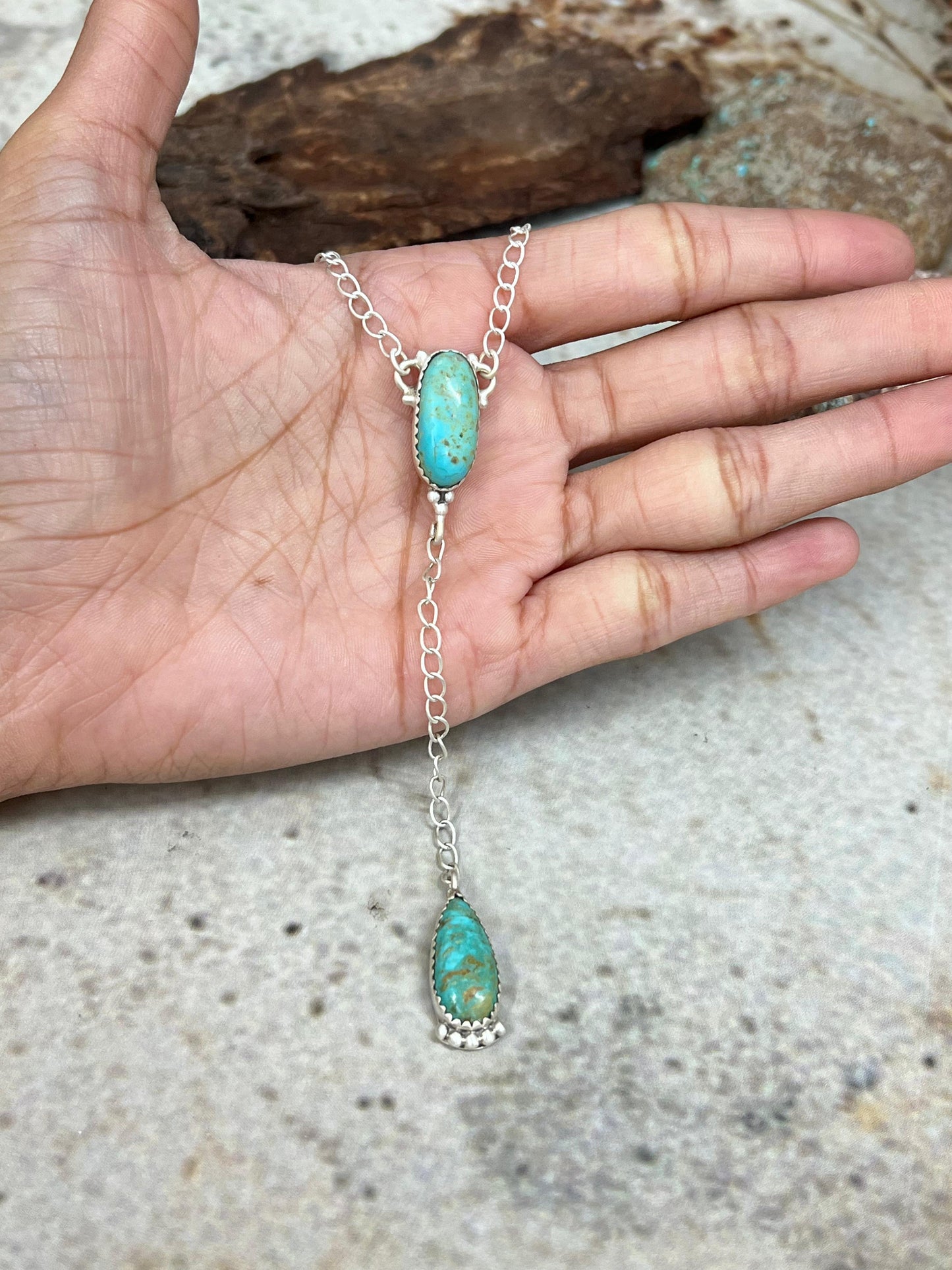 Handmade Sterling Silver Kingman Turquoise Necklace Signed Nizhoni