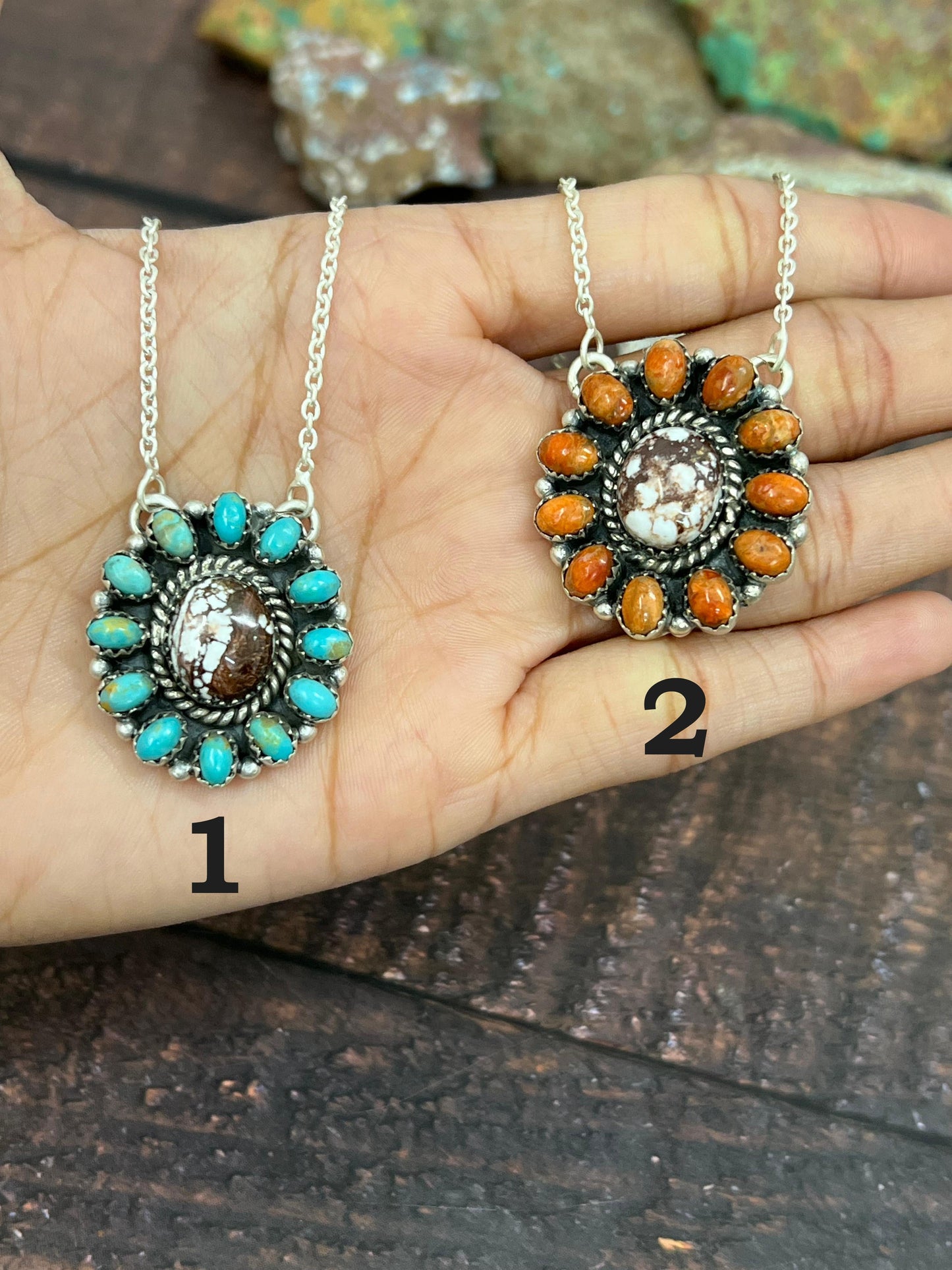 Handmade Sterling Silver Multistone Necklace with Signed Nizhoni
