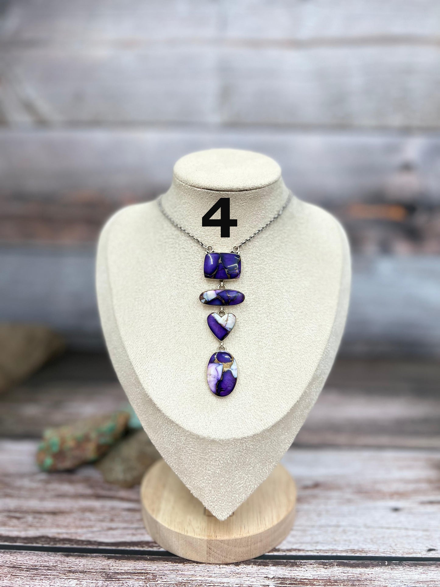Handmade Sterling Silver Purple Ice Rose Dahlia Necklace with Signed Nizhoni