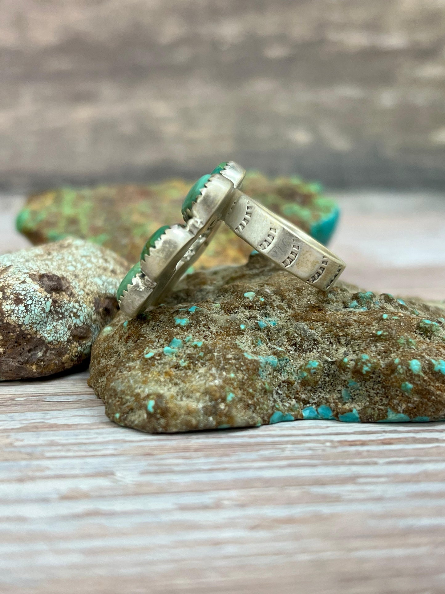 Handmade Sterling Silver Kingman Turquoise Naja Adjustable Ring with Signed Nizhoni