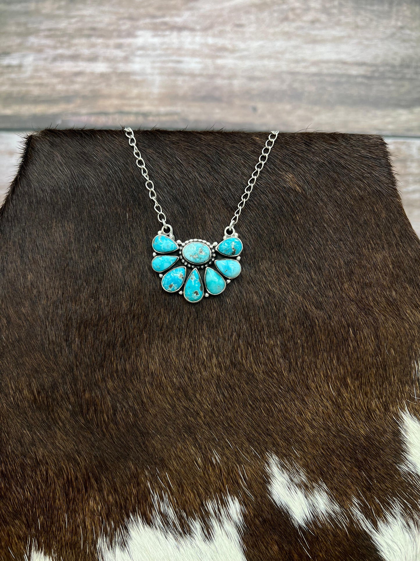 Handmade Sterling Silver White Water Turquoise Necklace Signed Nizhoni