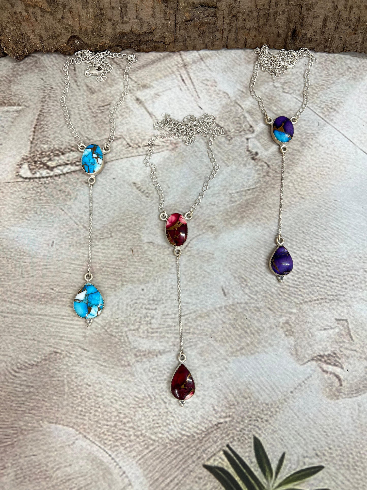 Handmade Sterling Silver Multi Stone Necklace with Signed Nizhoni