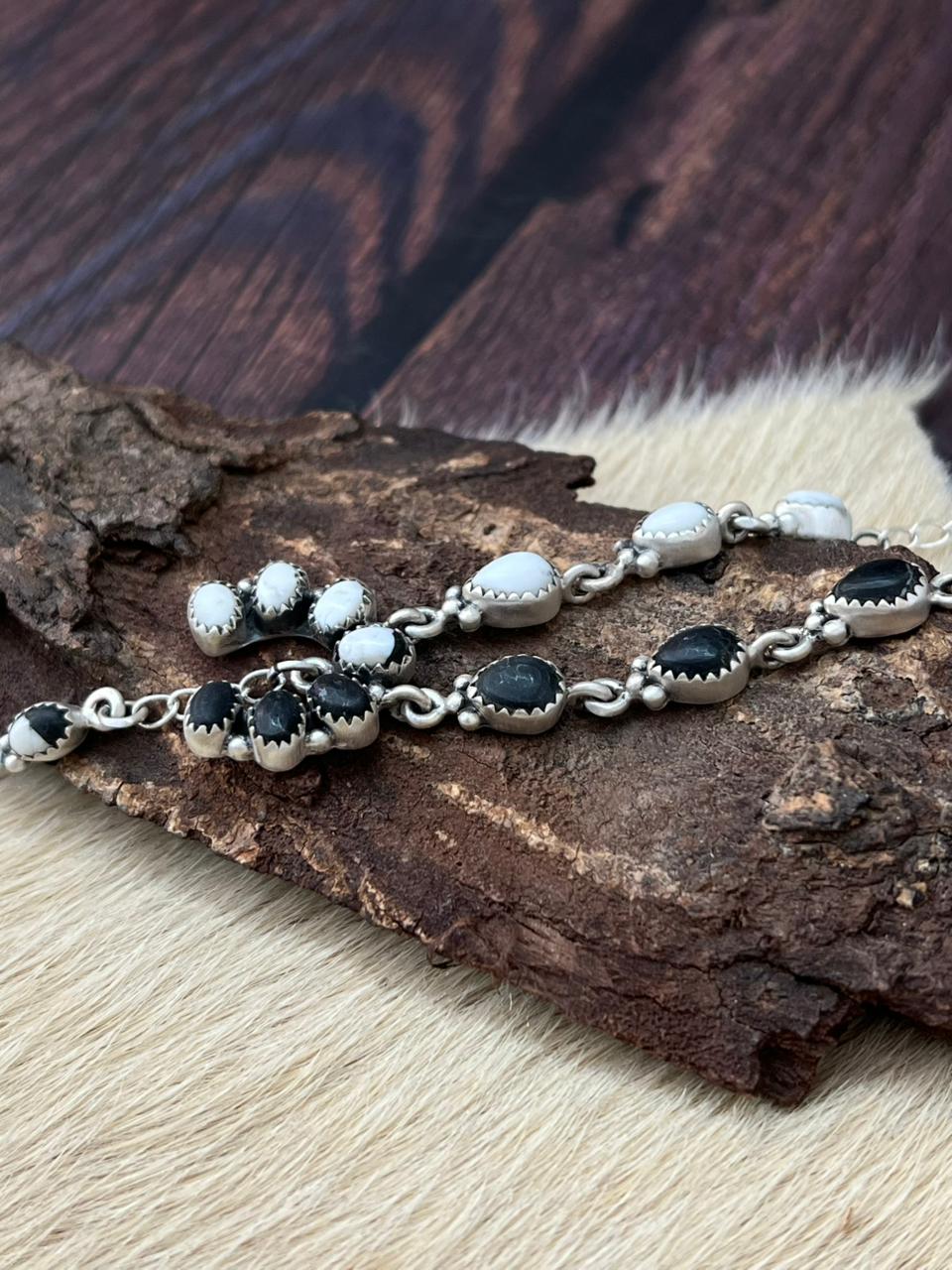 Handmade Sterling Silver White Buffalo Naja Necklace "Signed Nizhoni"