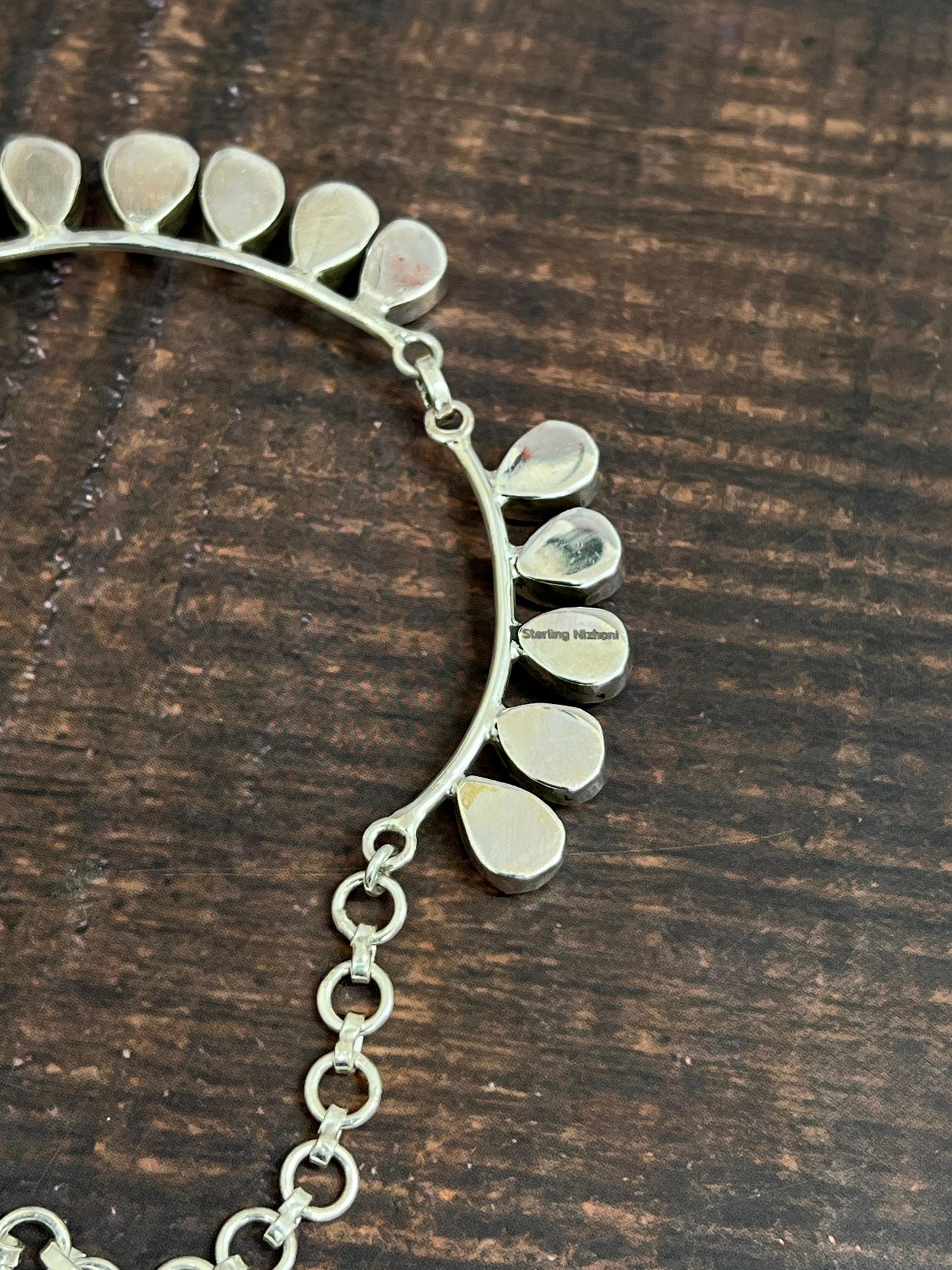 ** 4TH OF JULY ** Handmade Sterling Silver Synthetic Opal Necklace with Signed Nizhoni