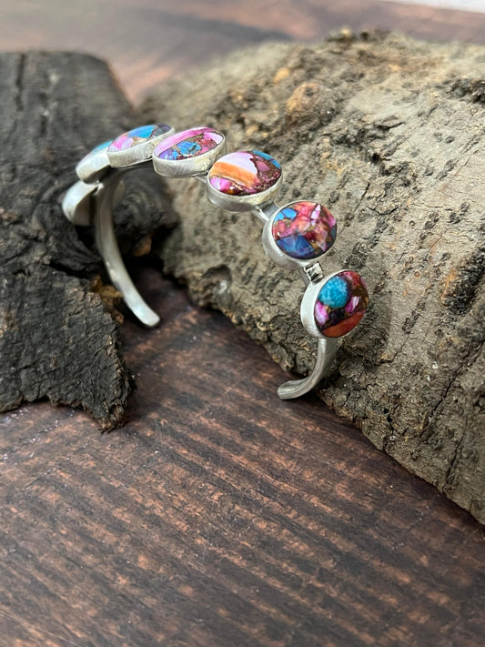 Handmade Sterling Silver Pink Dream Bracelet with Signed Nizhoni (2)
