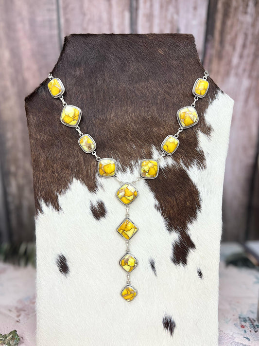 Handmade Sterling Silver Honey Dahlia Necklace with Signed Nizhoni