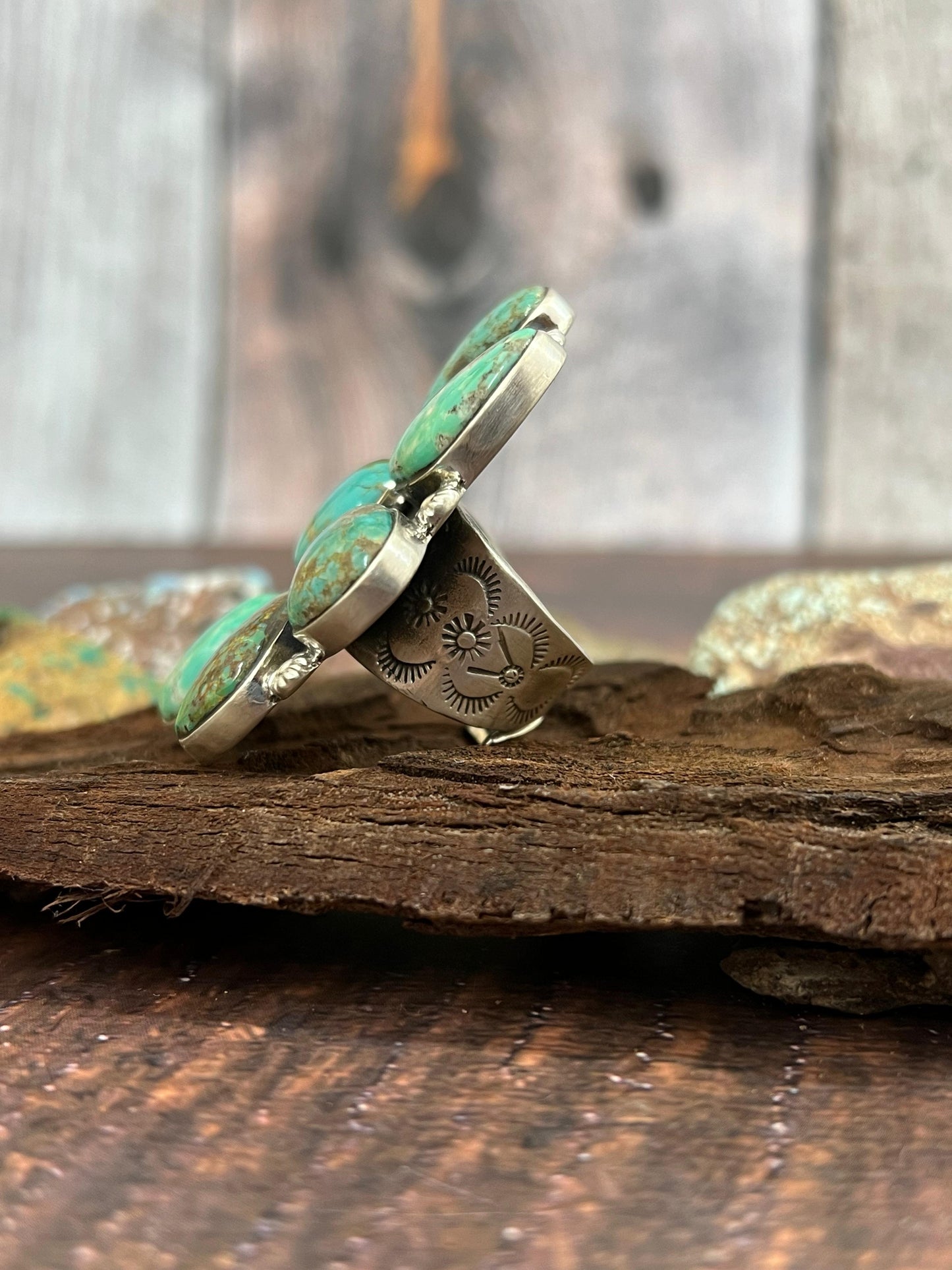 Handmade Sterling Silver Mantis Turquoise Adjustable Ring Signed Nizhoni
