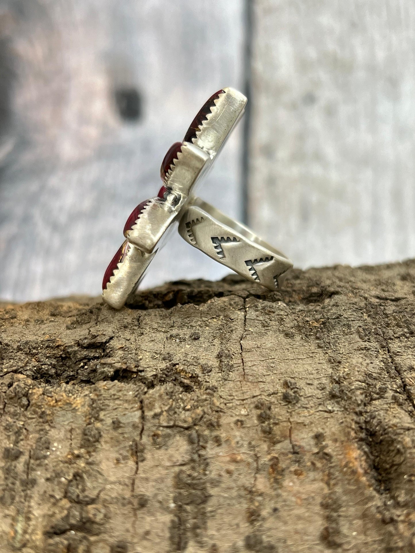 Handmade Sterling Silver Dahlia Rose Flower Adjustable Ring with Signed Nizhoni