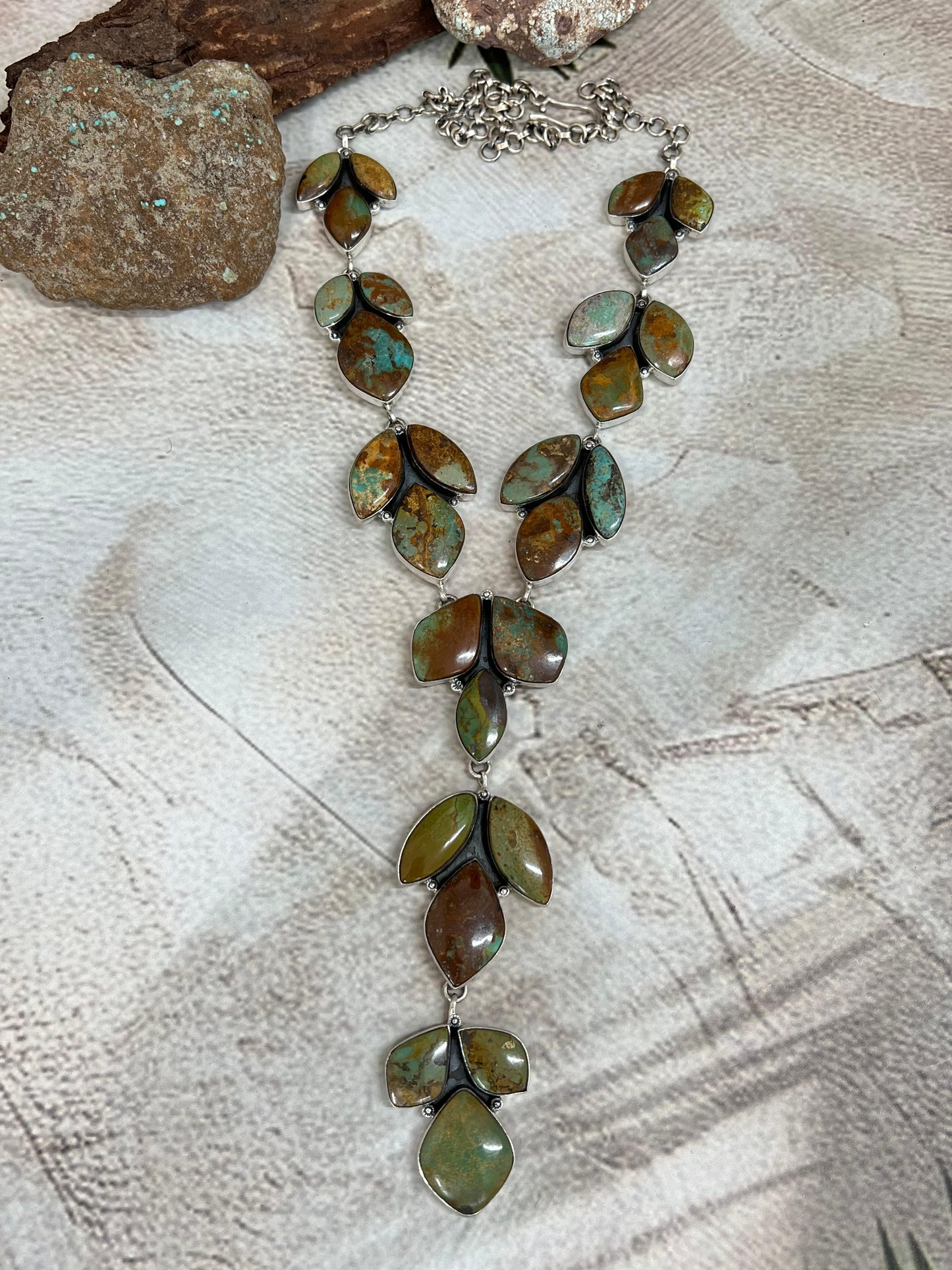 Handmade Sterling Silver Old Stock Royston Turquoise Necklace Signed Nizhoni