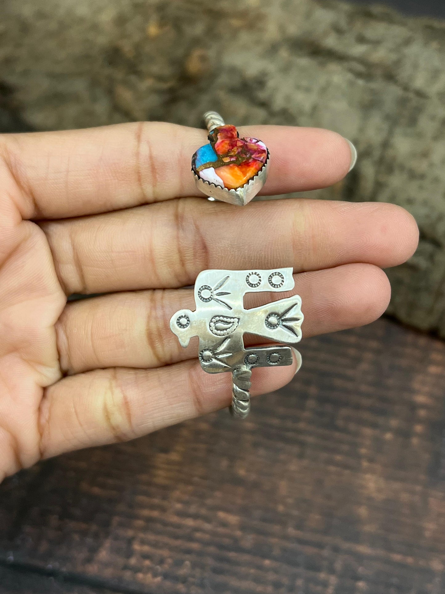 Handmade Sterling Silver Pink Dream Bracelet with Signed Nizhoni (3)