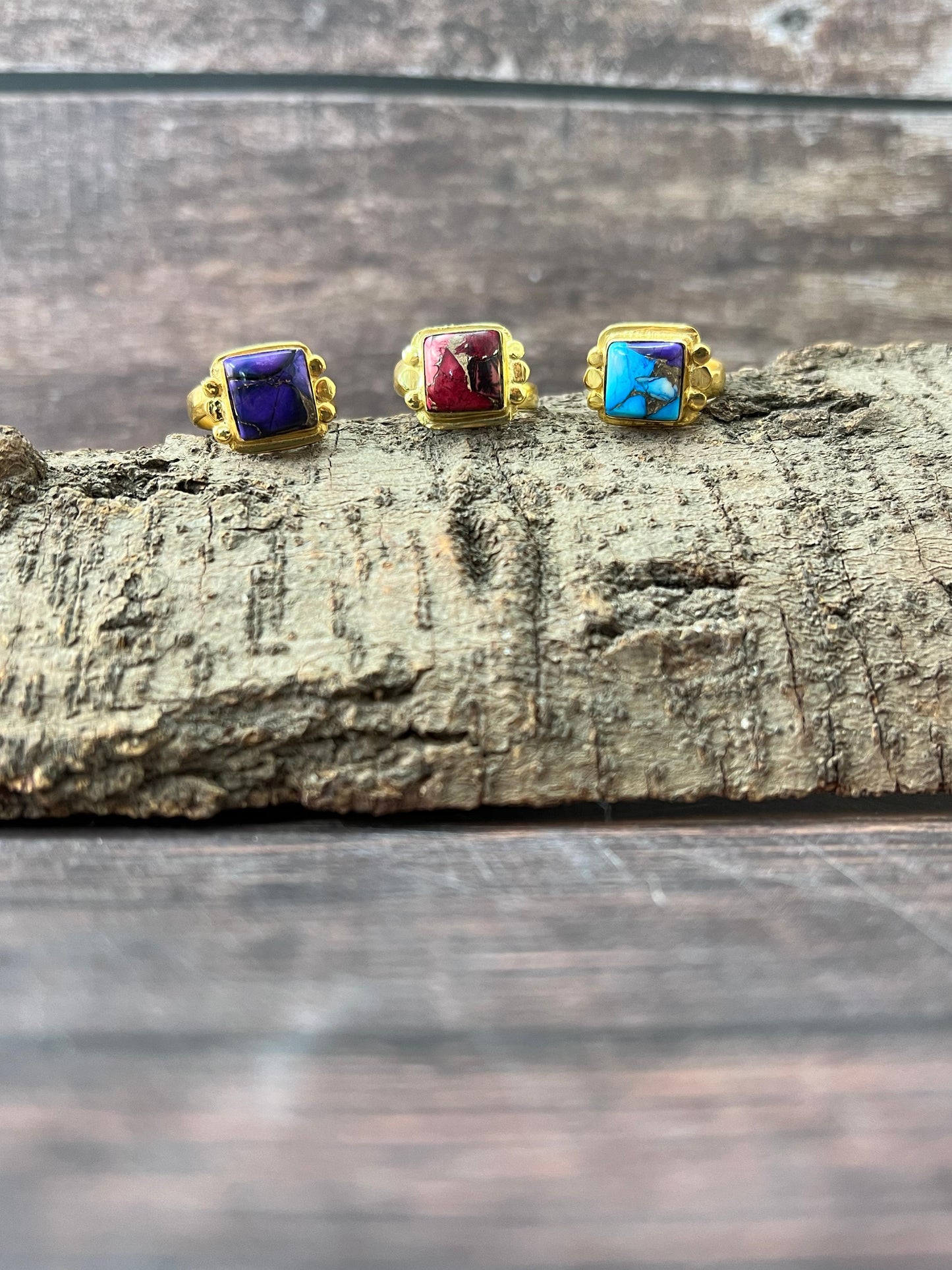 “The Golden Collection” Natural Multi Stone Adjustable Ring (9)