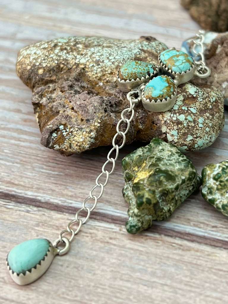Handmade Sterling Silver Number 8 Turquoise Drop Necklace Signed Nizhoni