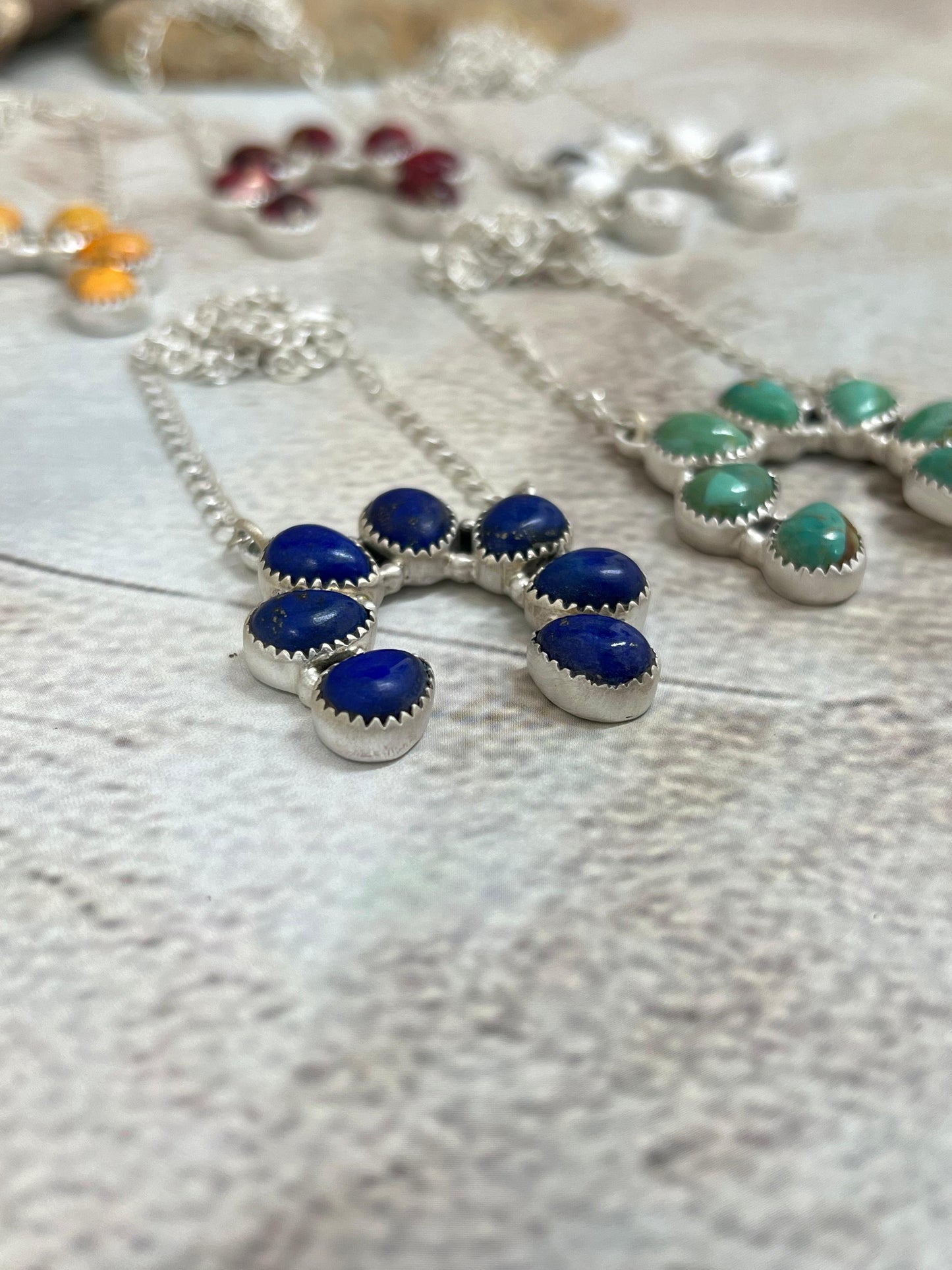 Handmade Sterling Silver Multi Stones Naja Necklace Signed Nizhoni