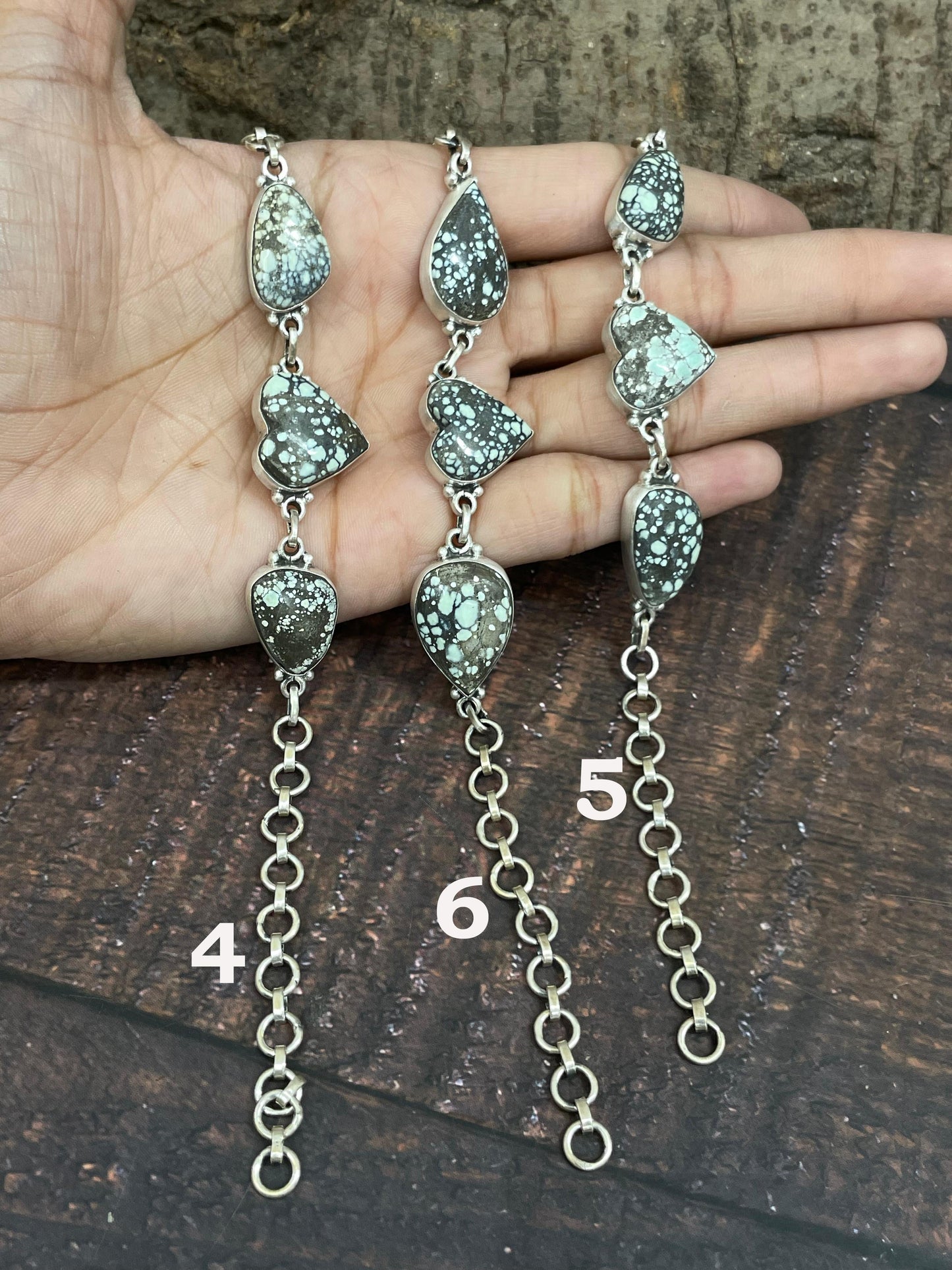 Handmade Sterling Silver Starfox Variscite Chain Bracelet Signed Nizhoni