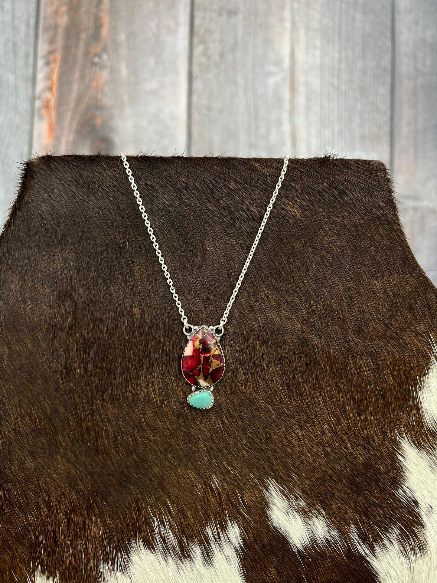 Handmade Sterling Silver Dahlia Rose, Kingman Turquoise Necklace with Signed Nizhoni