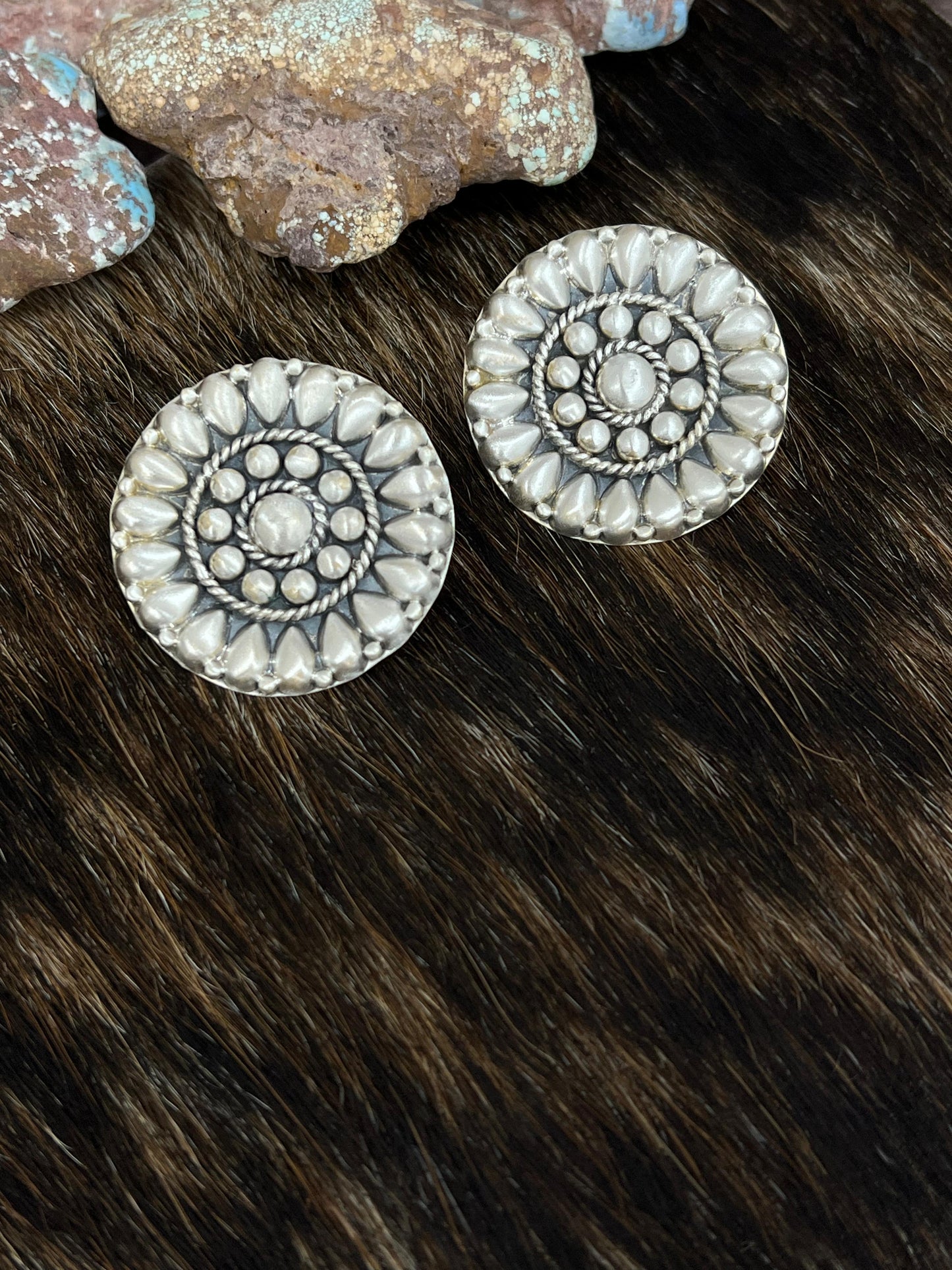 Handmade Sterling Silver Post Studs with Signed Nizhoni