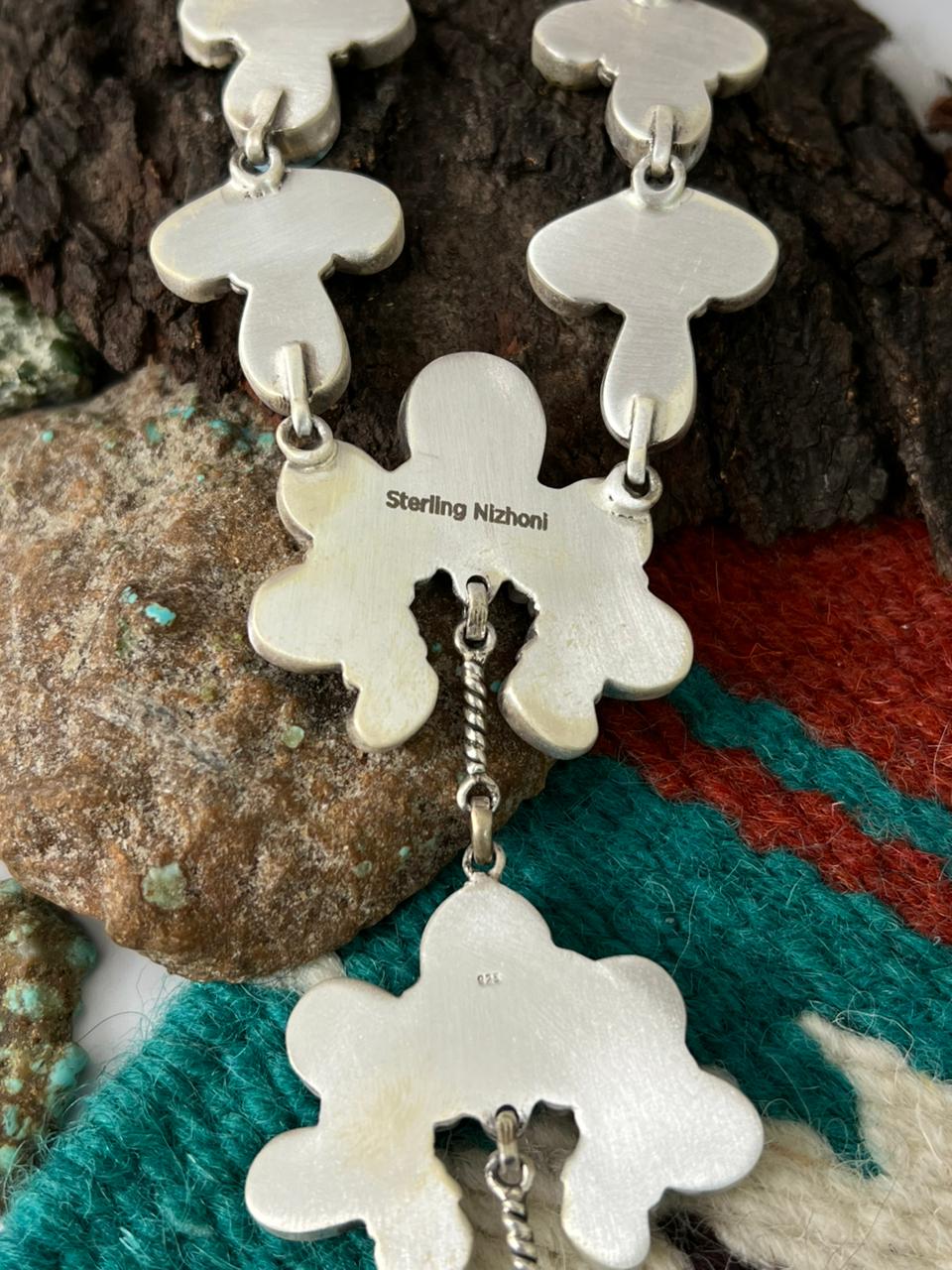 Handmade Sterling Silver Palomino with Golden Hills and Sonoran Mountain Turquoise Necklace "Signed Nizhoni"