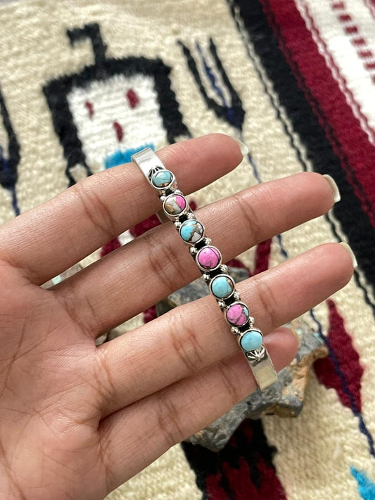 Handmade Sterling Silver Cotton Candy Cuff Bracelet "Signed Nizhoni"