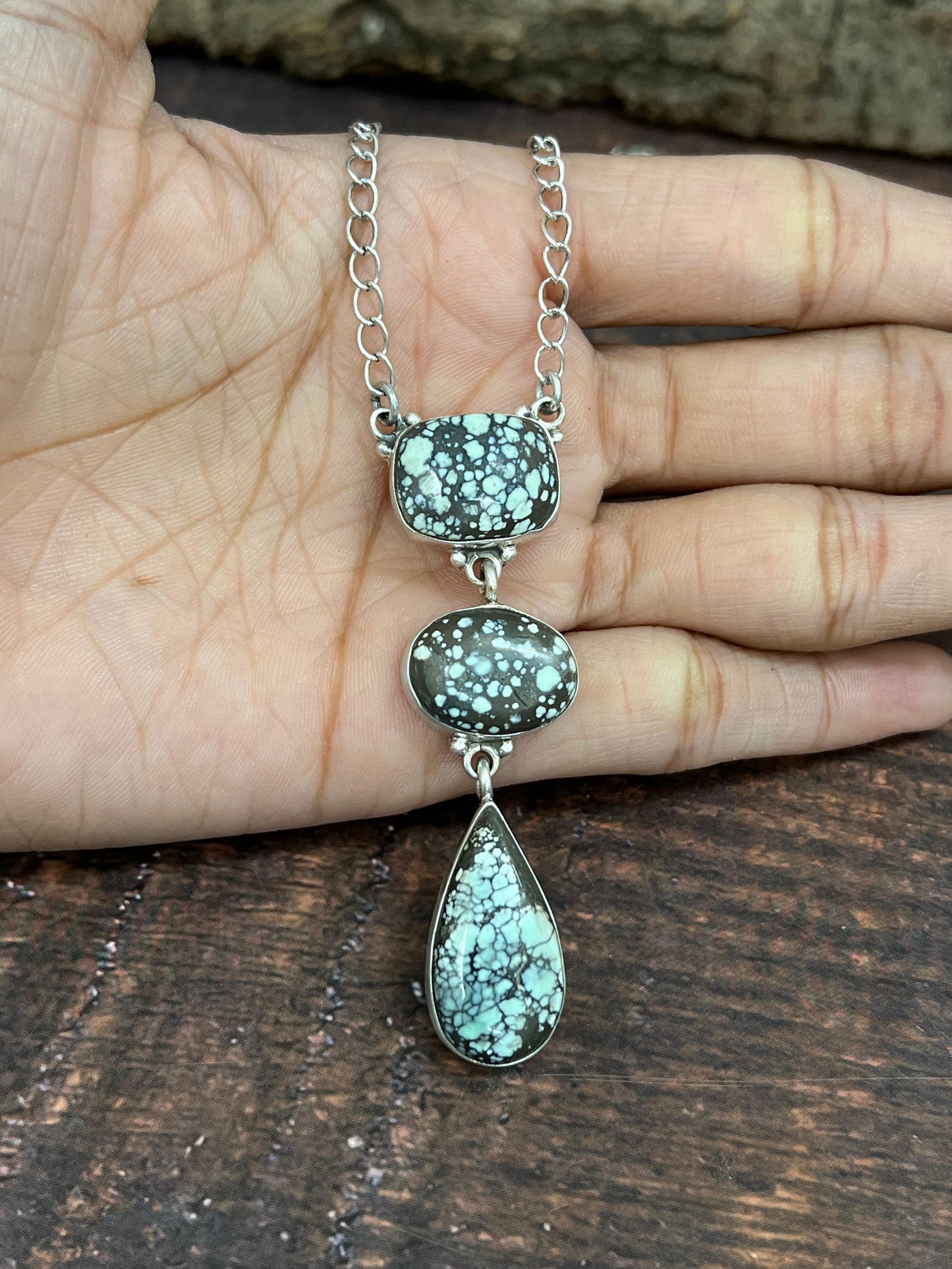 Handmade Sterling Silver Starfox Variscite Necklace Signed Nizhoni