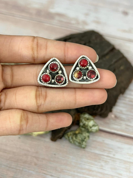 Handmade Sterling Silver Dahlia Rose Post Studs with Signed Nizhoni (9)