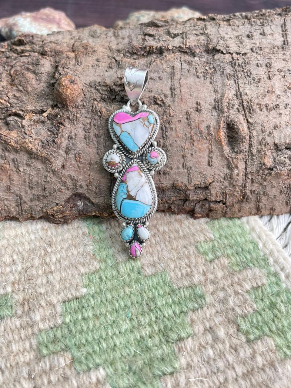 Handmade Sterling Silver Cotton Candy Pendant "Signed Nizhoni"