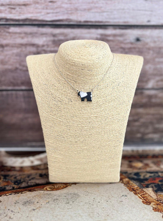 Handmade Sterling Silver White Buffalo BULL Necklace with Signed Nizhoni (4)