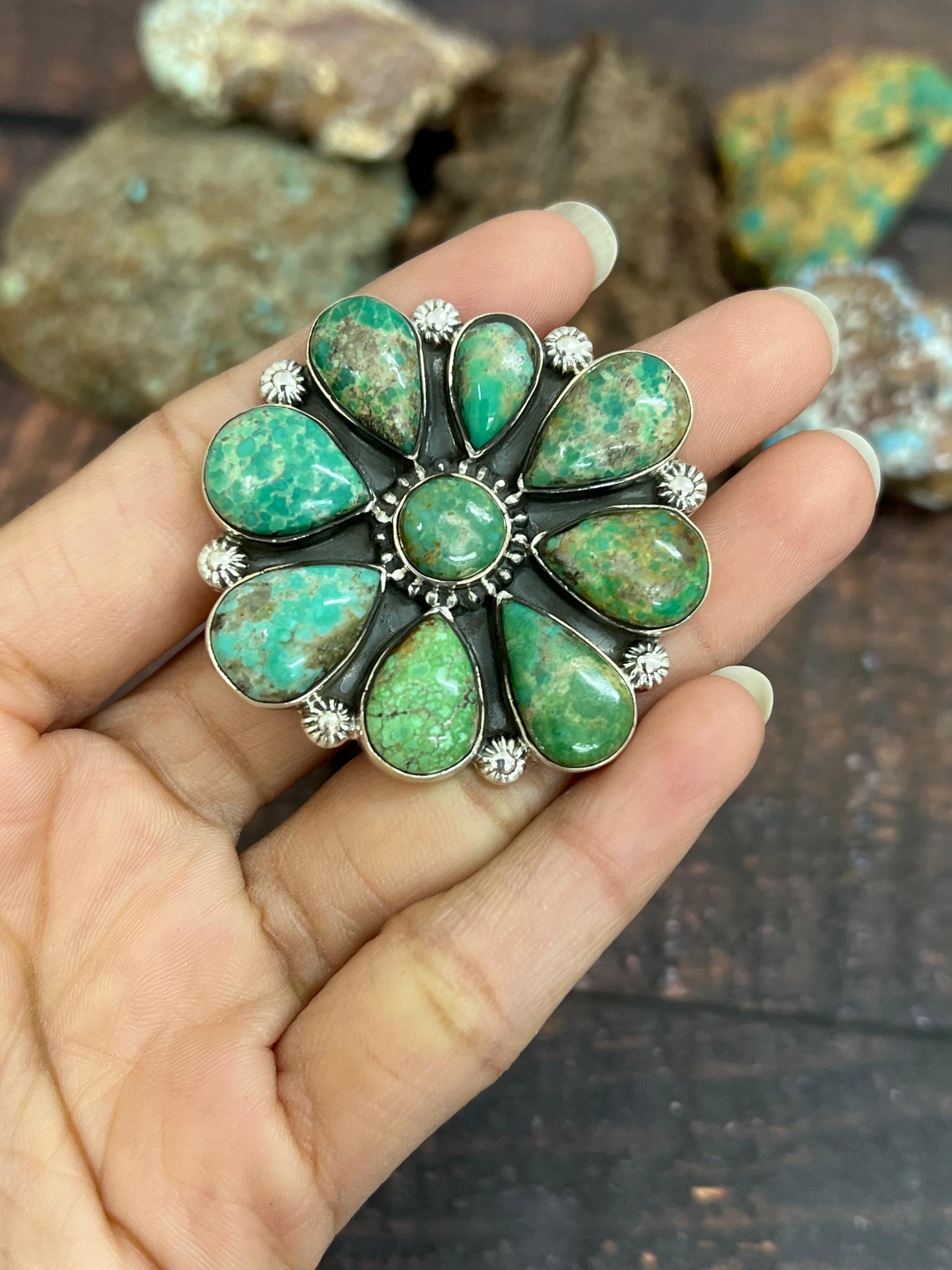 Handmade Sterling Silver Mantis Turquoise Adjustable Ring Signed Nizhoni