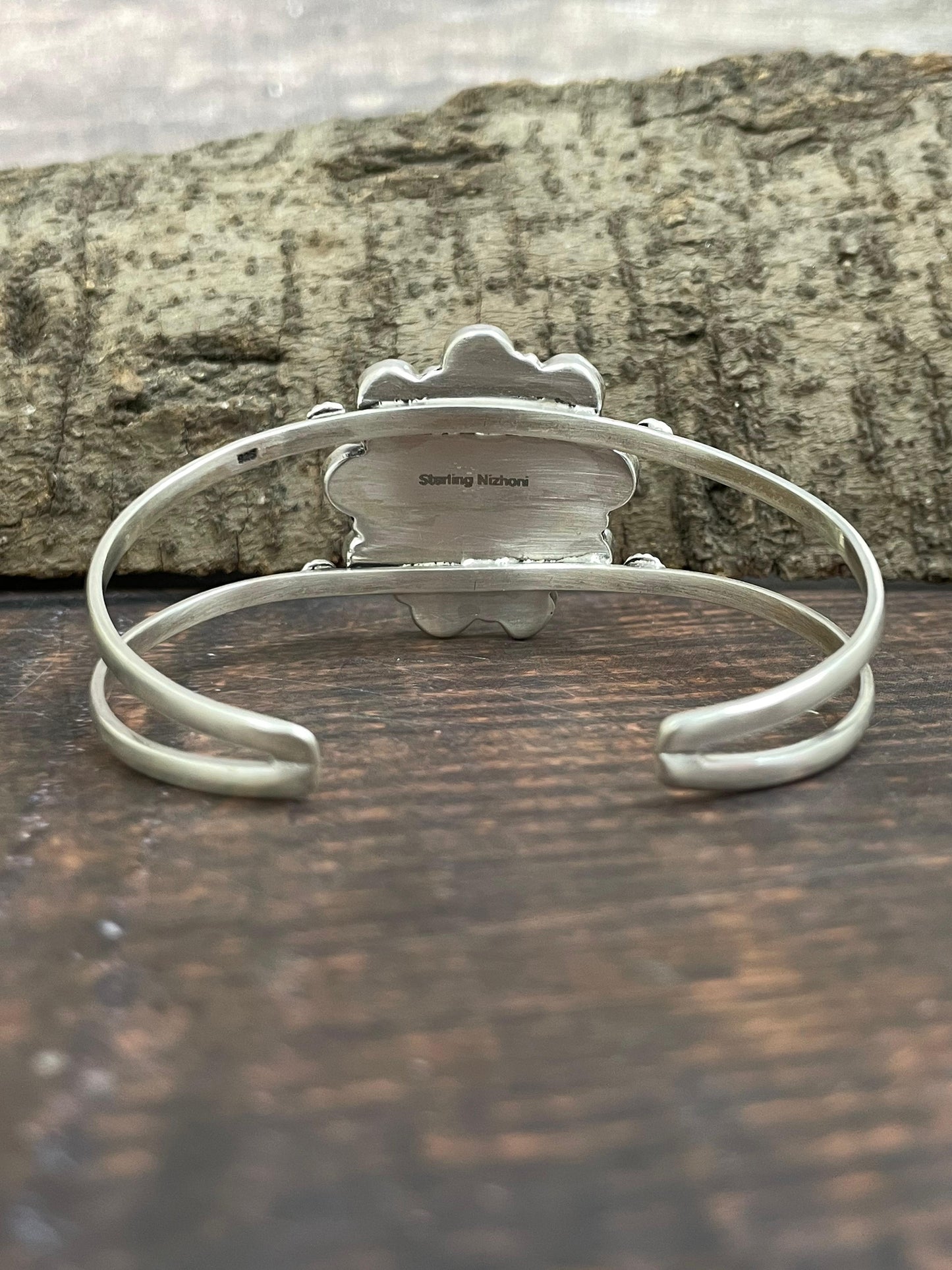 Handmade Sterling Silver Palomino Turquoise Bracelet with Signed Nizhoni