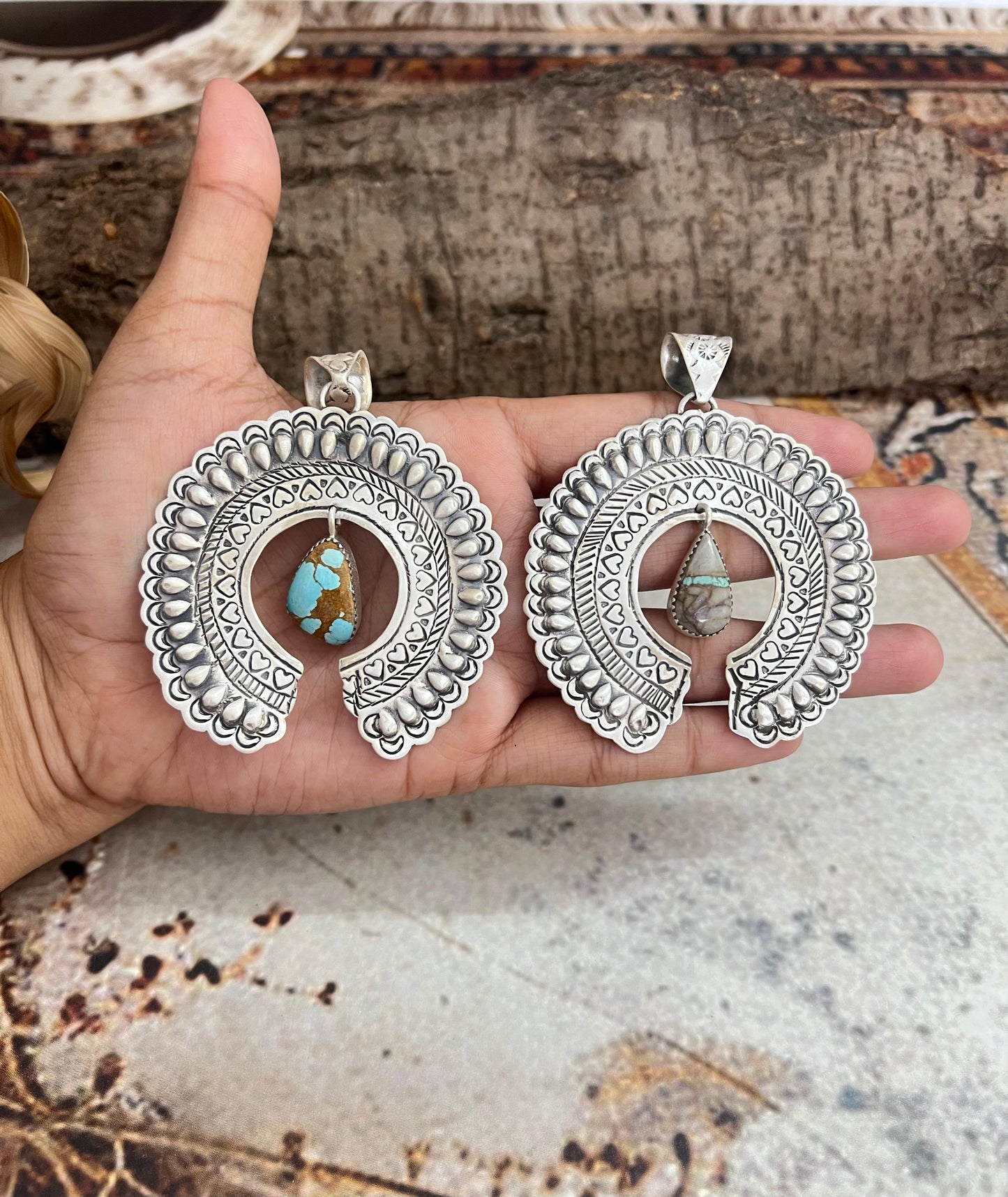 Handmade Sterling Silver Multi Stone Pendant with Signed Nizhoni