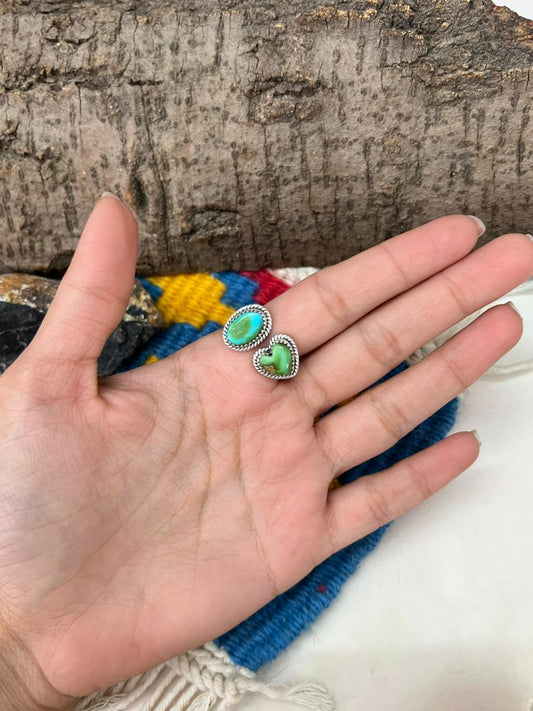 Handmade Sterling Silver Sonoran Mountain Turquoise Adjustable Ring "Signed Nizhoni"