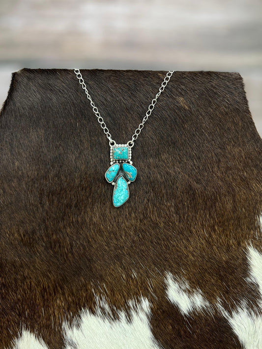 Handmade Sterling Silver White Water Turquoise Necklace Signed Nizhoni